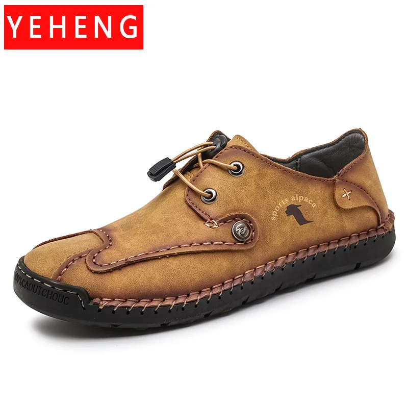 

Spring Autumn New Men's Casual Shoes Loafers Handmade Leather Shoes Outdoor Sneakers Men's Driving Shoes Flat Shoe Walking Shoes
