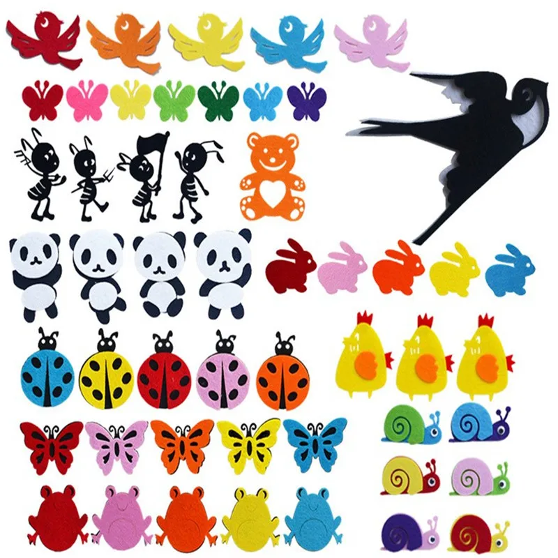 

1 Set Thick Felt Animals Wall Stickers Felt Package Kindergarten Decorative Materials DIY Handwork Crafts Newspaper Decorations
