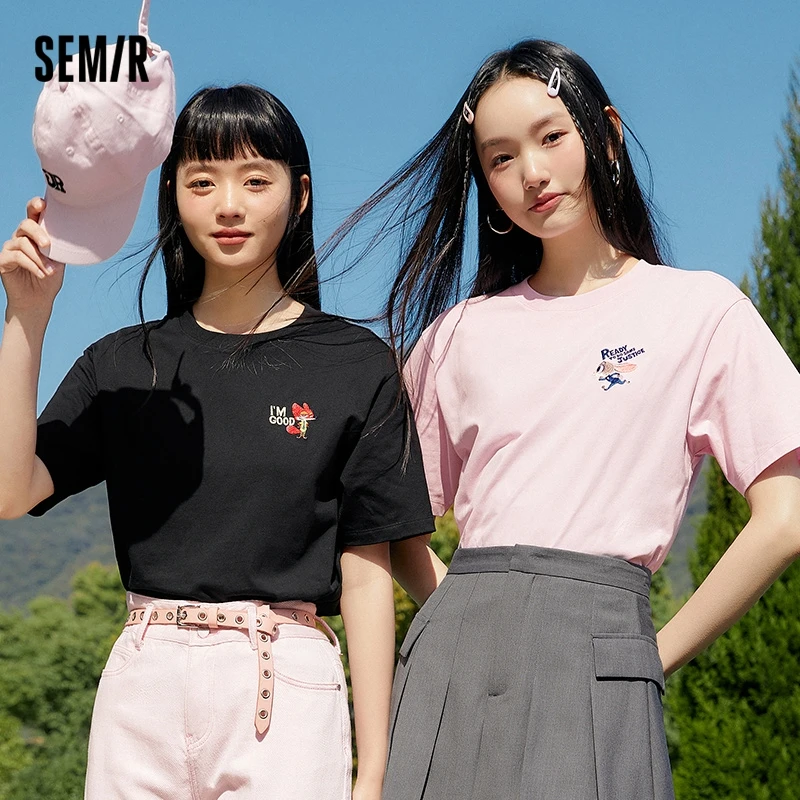

Футболка Semir женская с коротким рукавом, простой мультяшный принт, быстросохнущий, с коротким рукавом, лето 2023