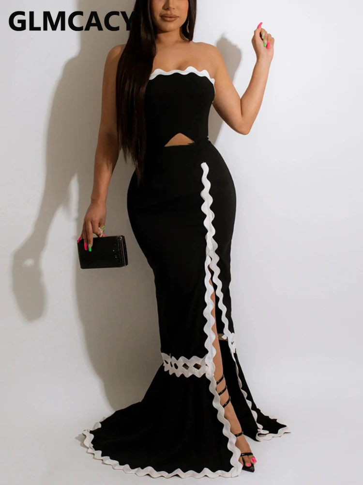 

Women Elegant Formal Evening Party High Slit Maxi Dress