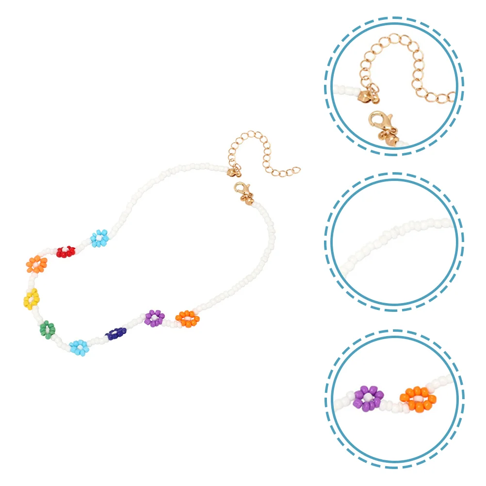 

Beaded Necklace Colorful Flower Neck Chain Fashion Necklace Neck Accessory