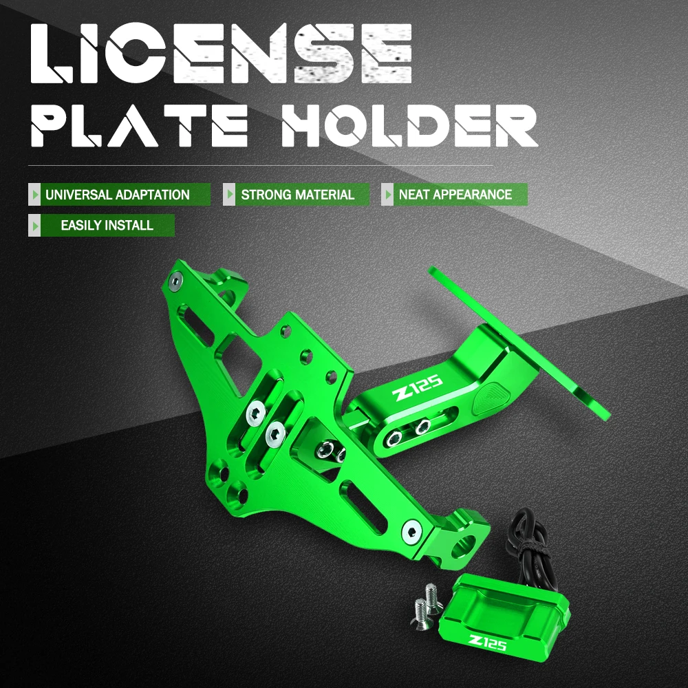 

Motorcycle License Plate Bracket Licence Plate Holder LED Turn Signals Light For Kawasaki NINJA Z125 Z 125 2018 2019 2020-2023