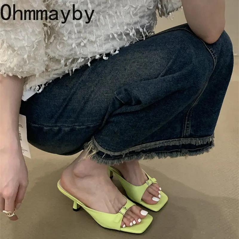 

2023 летние роскошные женские тапочки, модные сандалии на тонком каблуке с кристаллами, Женские Элегантные классические гладиаторские туфли-лодочки