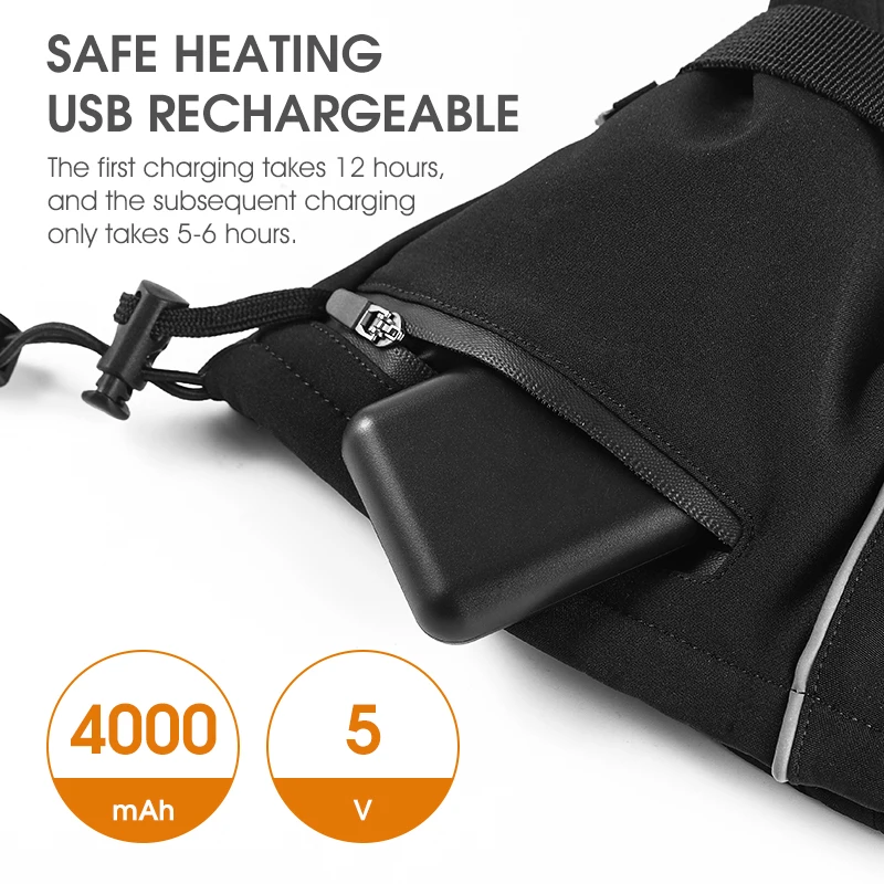 WEST BIKING спортивные перчатки с подогревом зимние термонепроницаемые сенсорным