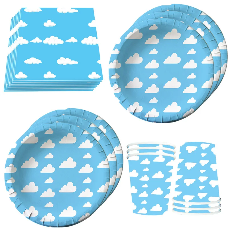 

Blue Sky And White Clouds Disposable Party Tableware Supplies Children Commemorative Birthday Decoration Blue Sky Tablecloth