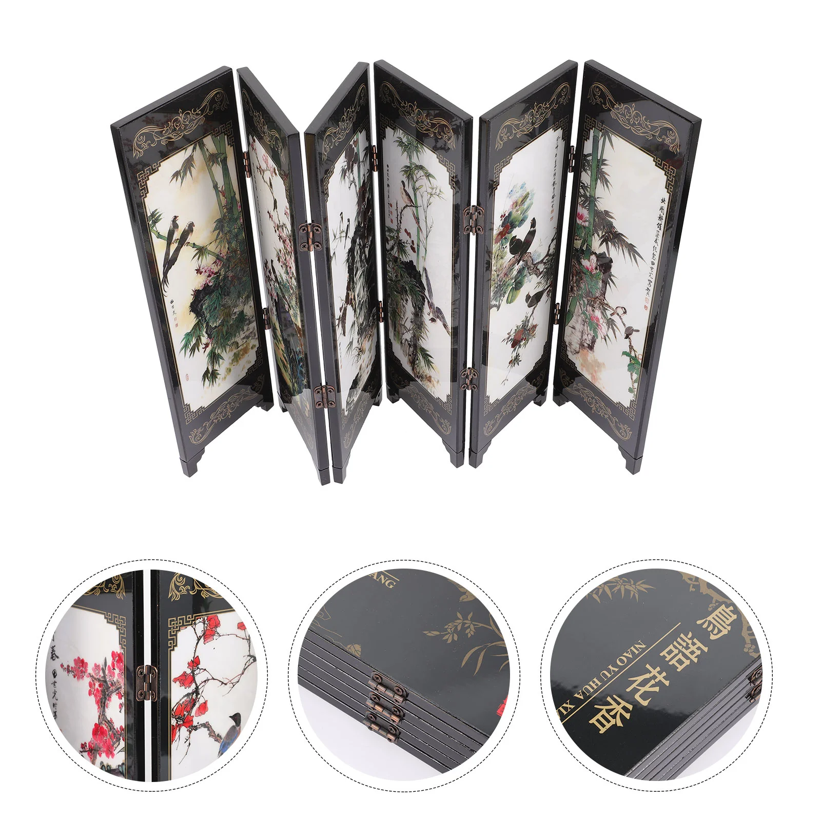 

Screen Panel Desktop Folding Mini Chinese Divider Privacy Dividers Tabletop Oriental Screens Desk Lacquerware Model Asian Props