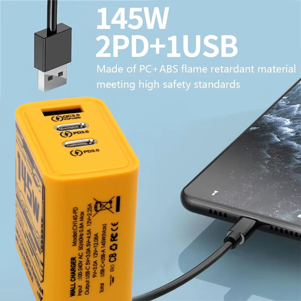 Фото Быстрое зарядное устройство Xiaomi 145 Вт PD USB-зарядное устройство для телефонов Адаптер для быстрой зарядки 3 порта ЕС/США/Великобритании для iPhone Samsung Настенный адаптер с вилкой Huawei №4