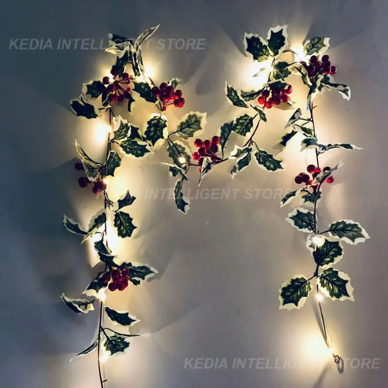 

1pc 2M LED String Light Artificial Red Holly Berry Holiday DIY Home Garden Decorations Christmas Supplies Decoration For Gift