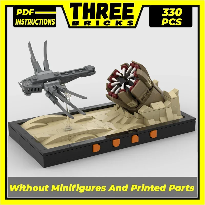 Звездная модель фильма Moc строительные кирпичи дюн песчаный червь атака диорама