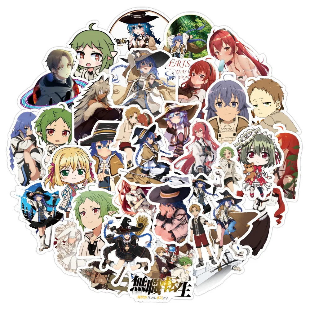 

50/100 шт. аниме Mushoku Tensei: Бесшумная реконструированная канцелярская наклейка DIY скейтборд чемодан ноутбук телефон автомобиль наклейка в виде игрушки