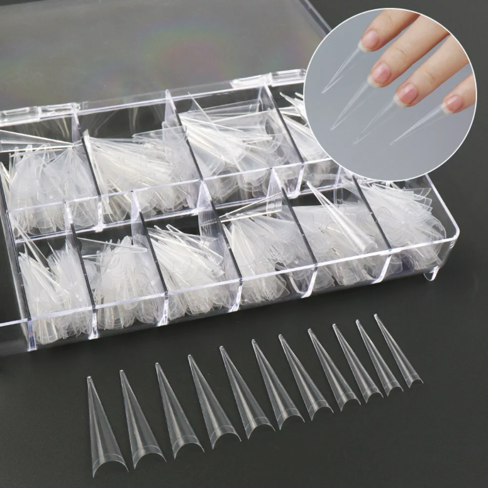 

500pcs Clear/Natural Fake Nails For Acrylic Nails Half Cover, ABS Coffin Fake Nails Press On Salon Supply Artificial False Nails