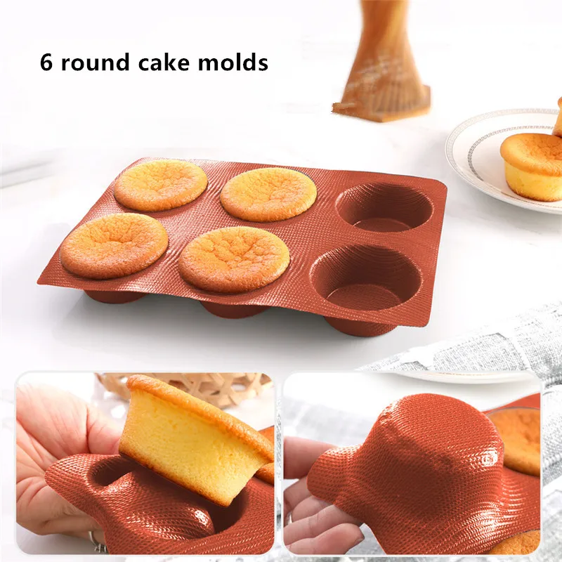 

6 Round Cake Mold Silicone Fiber Baking Tools For Cakes Kitchen accessories Dining Bar Moldes Para Hornear Pasteleria Bakvorm