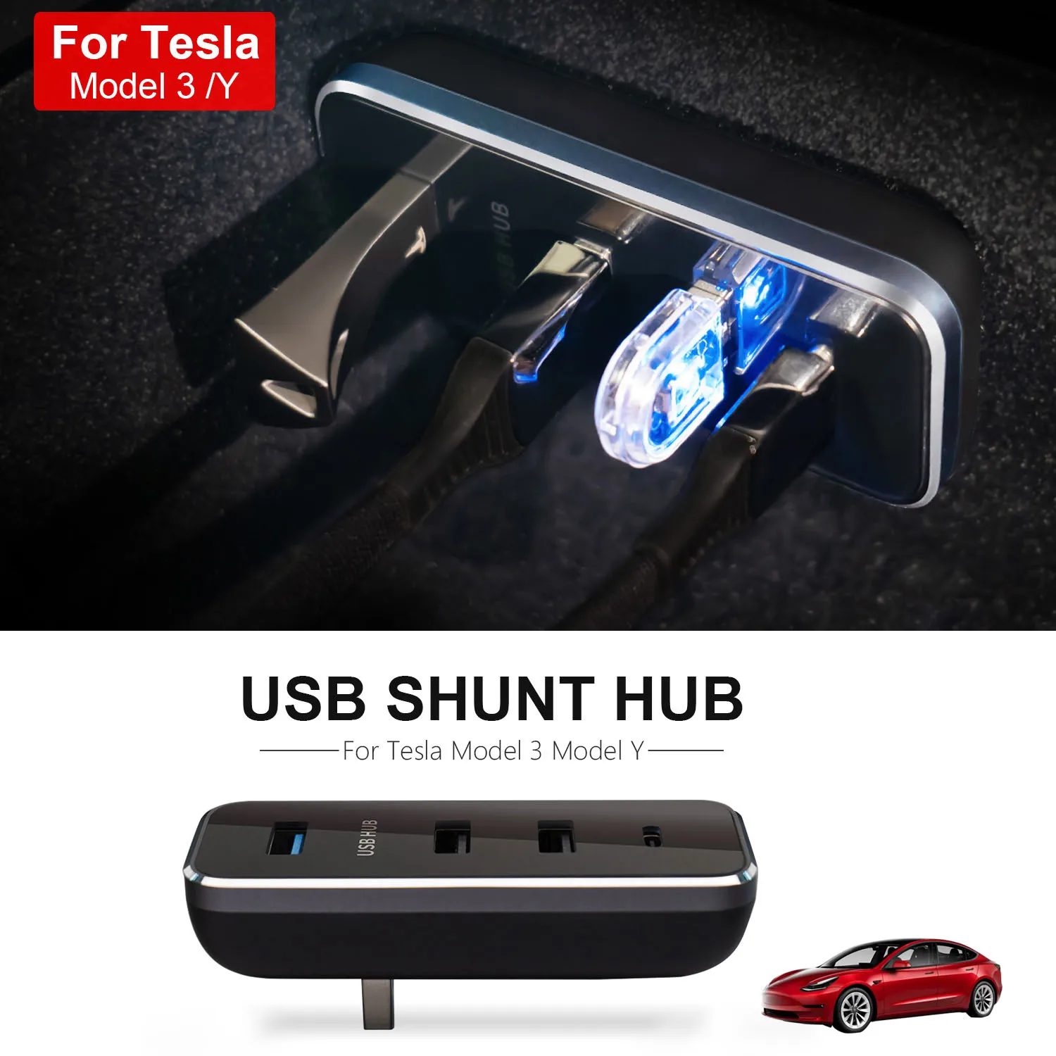 

Glove Box USB Hub Ports For Tesla Model 3 Y 2021 2022 Upgrade Splitter Hub Docking Station Sentry Model USB Spiliter Model 3 Y