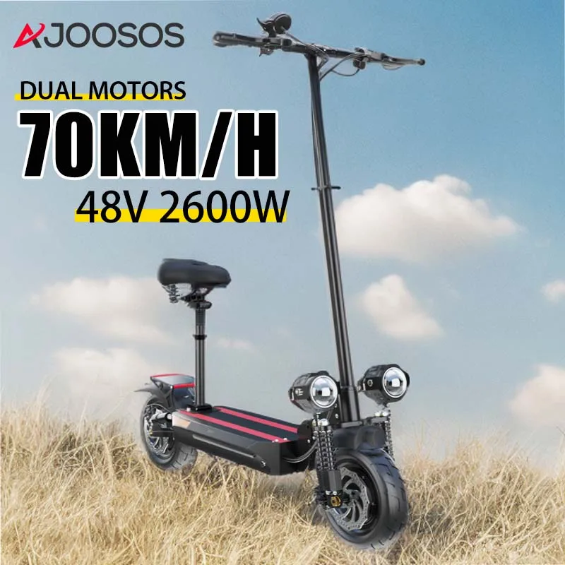 

2600W 48V Dual Motor Electric Scooter 70KM/H 40MPH Speed E Scooters 70KM 43Miles Range 18AH Lithium Battery электросамокат