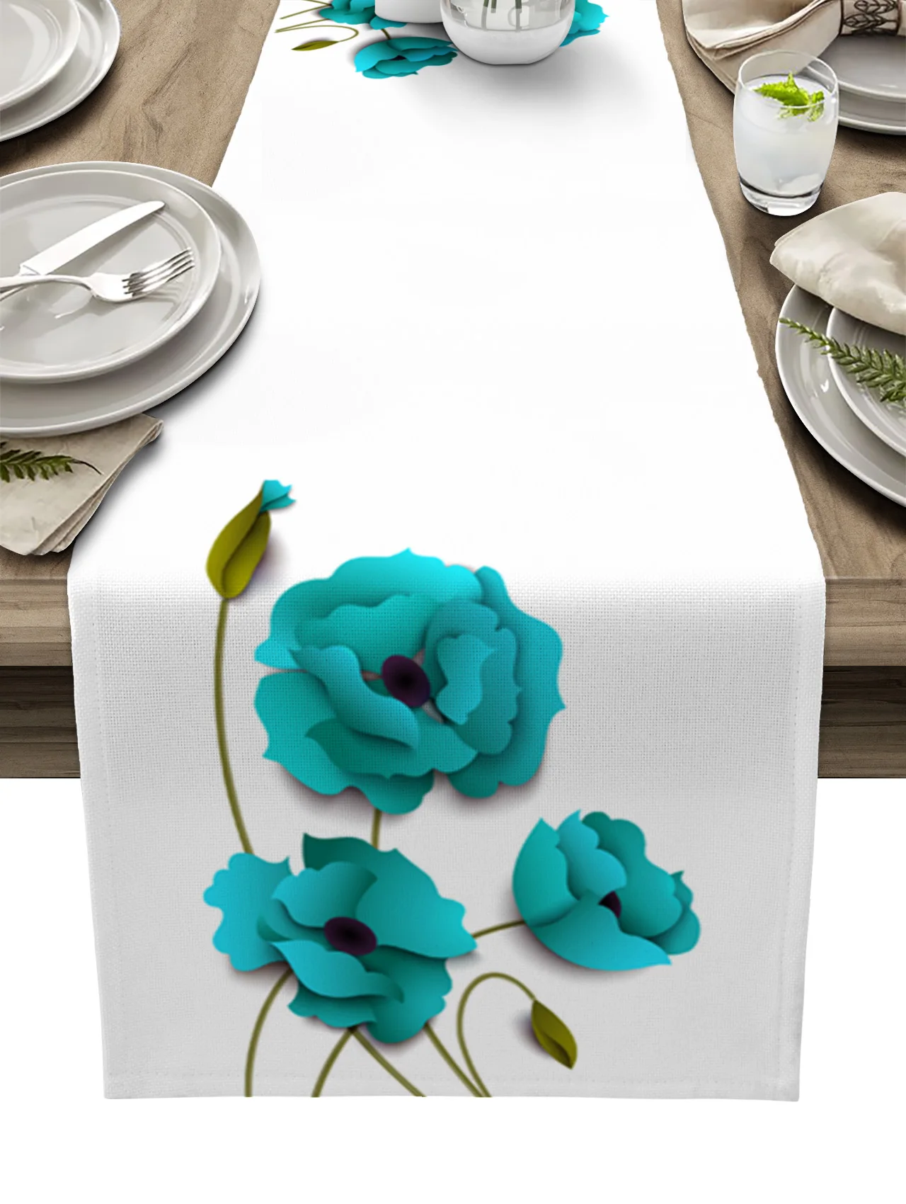 

Blue-cyan Flowers Poppies Table Runner Decoration Home Decor Dinner Table Decoration Table Decor