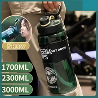 new sports water bottles 3l 2 3l 1 7l plastic space straw cup fitness portable oversized drink bottle capacity outdoor kettle