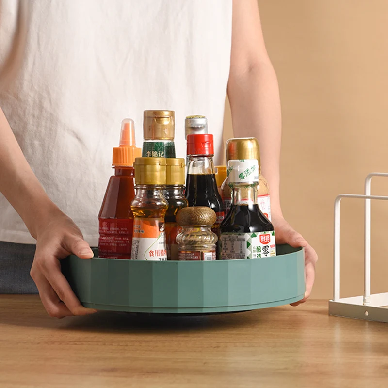 

360° Rotating Spice Rack Organizer Seasoning Holder Kitchen Storage Tray Lazy Susan Home Supplies for Desktop Cabinets