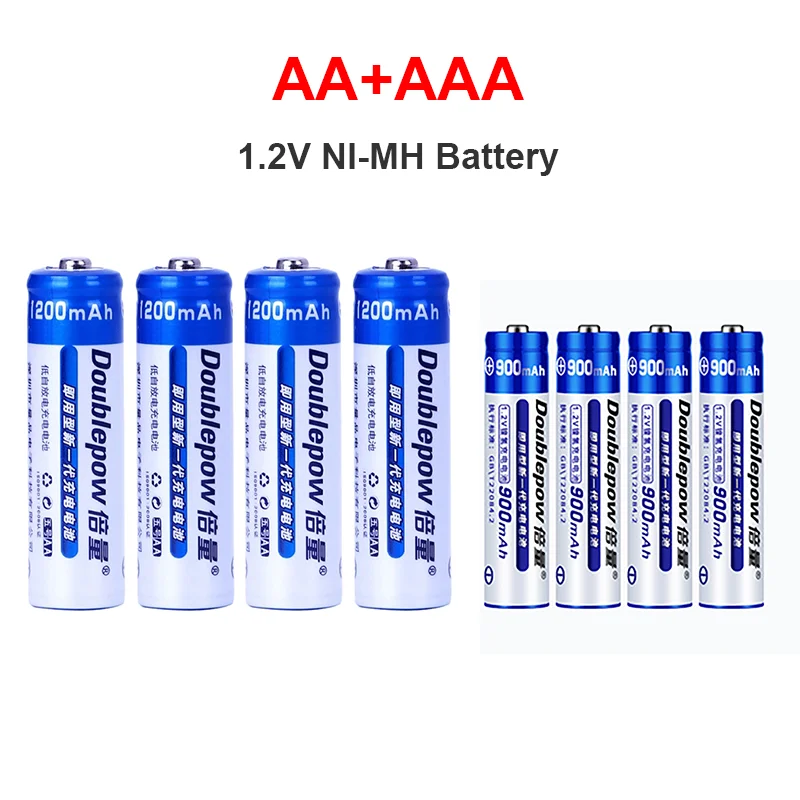 

NEW AA+AAA rechargeable NI-MH battery 1.2V AA1200mah/AAA 900mah battery for Toy thermometer mouse calculator batteries