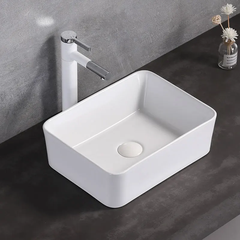 

Modern Ceramic Washbasins Bathroom Sinks Pedestal Basin Rectangular Balcony Washbasin Home Improvement Fixtures Minimalist