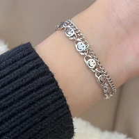 bracelets on hand smiling face double deck chain designer luxury woman jewelry gift korean fashion offers with free shipping