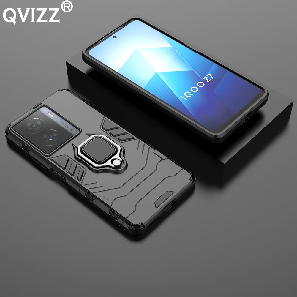 

Case For vivo iQOO Z7 (China) V2270A Car Magnetic Ring Holder Soft Edges Hard Armor Shockproof Phone Cover vivoiQOOZ7 (China)