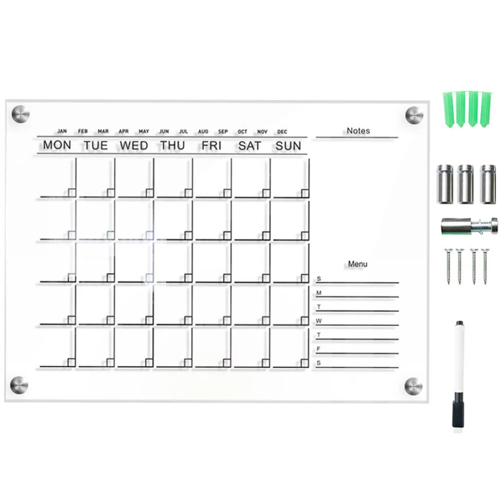 

Еженедельный планировщик, прозрачная сухая стираемая акриловая магнитная белая доска на холодильник, стираемая маленькая настенная доска с календарем для покупок