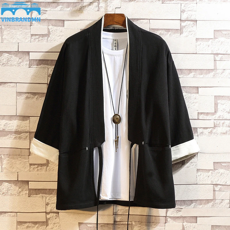 

Plus Size Men Cardigan Japanese Kimono Men Samurai Costume Clothing Kimono Jacket Mens Kimono Shirt Yukata Haori Casual Coat