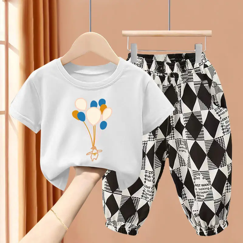 

Boys T-shirt+Pants Kids Suits Tracksuit 2PCS/Set 2023 Balloon Spring Autumn Cotton Formal Outfits Children Clothing