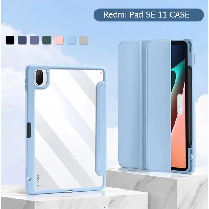 

Acrylic Tablet Case for Xiaomi Redmi Pad SE 11 inch 2023 Wake/Sleep Smart Cover Pen Slot for Redmi Pad 10.61 Mi Pad 5 6Pro Cover