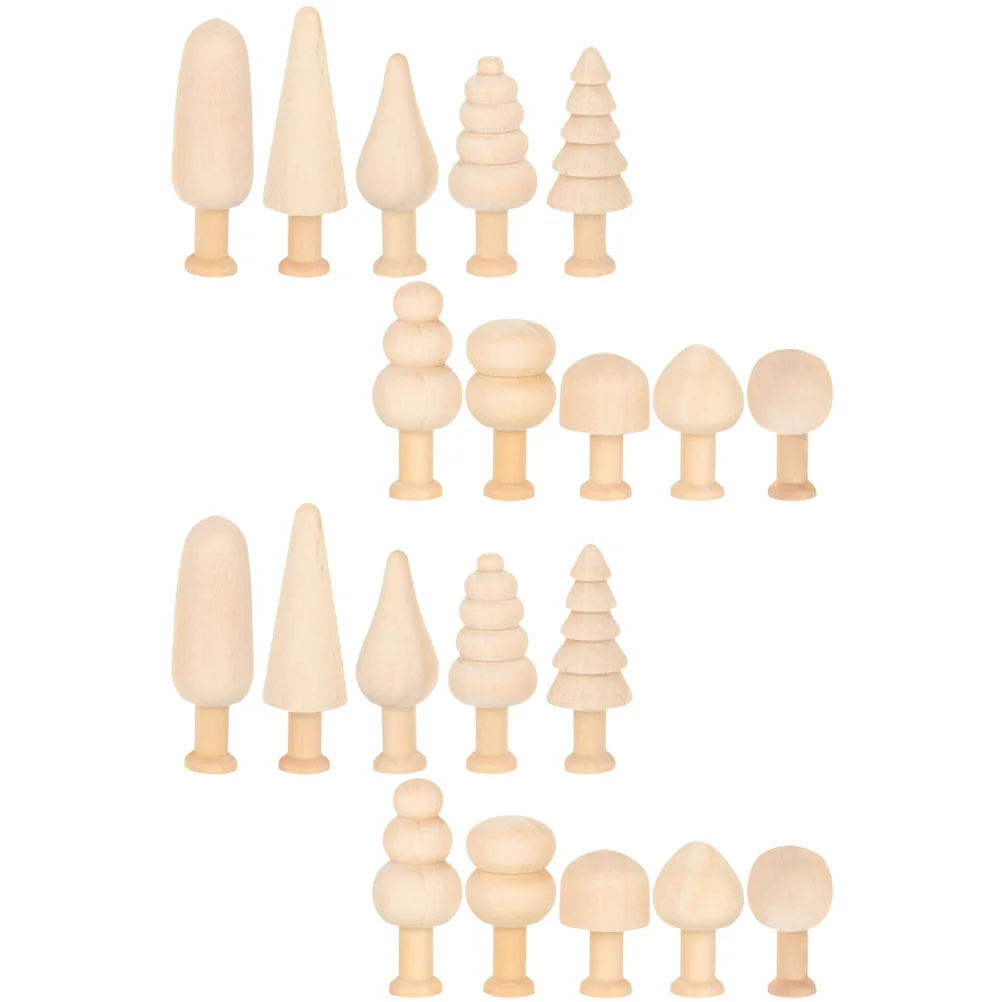 

20 Pcs Small Wooden Mushroom Kids DIY Supplies Graffiti Mini Trees Unfinished Christmas Natural Home Decor Accents Ornaments