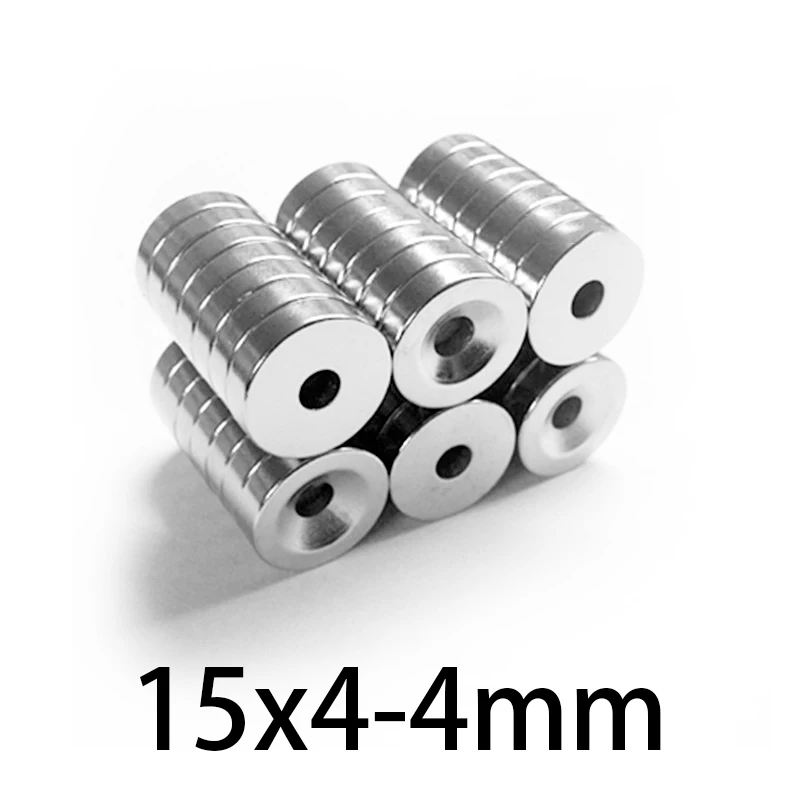 

5/10/20/30/50/80PCS 15x4-4 Small Round Rare Earth Magnet 15*4 mm Hole 4mm 15x4-4mm Disc Countersunk Neodymium Magnet N35 15*4-4