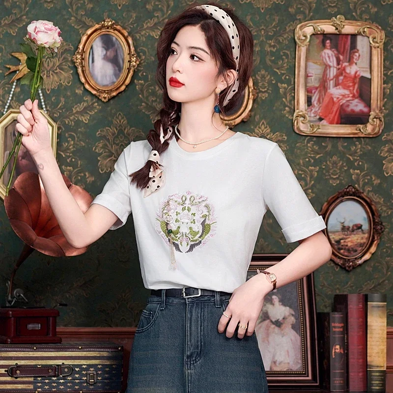 Летняя белая женская блузка с коротким рукавом рубашка модные женские блузки 2024