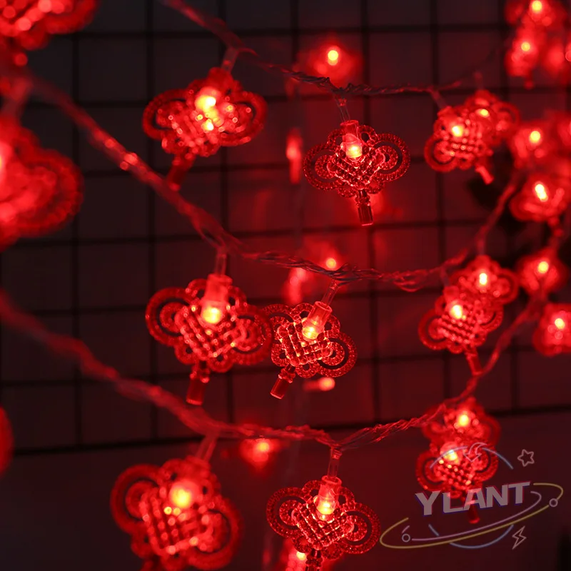 

Красный фонарь, китайский узел, светодиодная гирлянда, рождественские, на батарейках, свадебные украшения, китайский новогодний декор, 3 м, 20...
