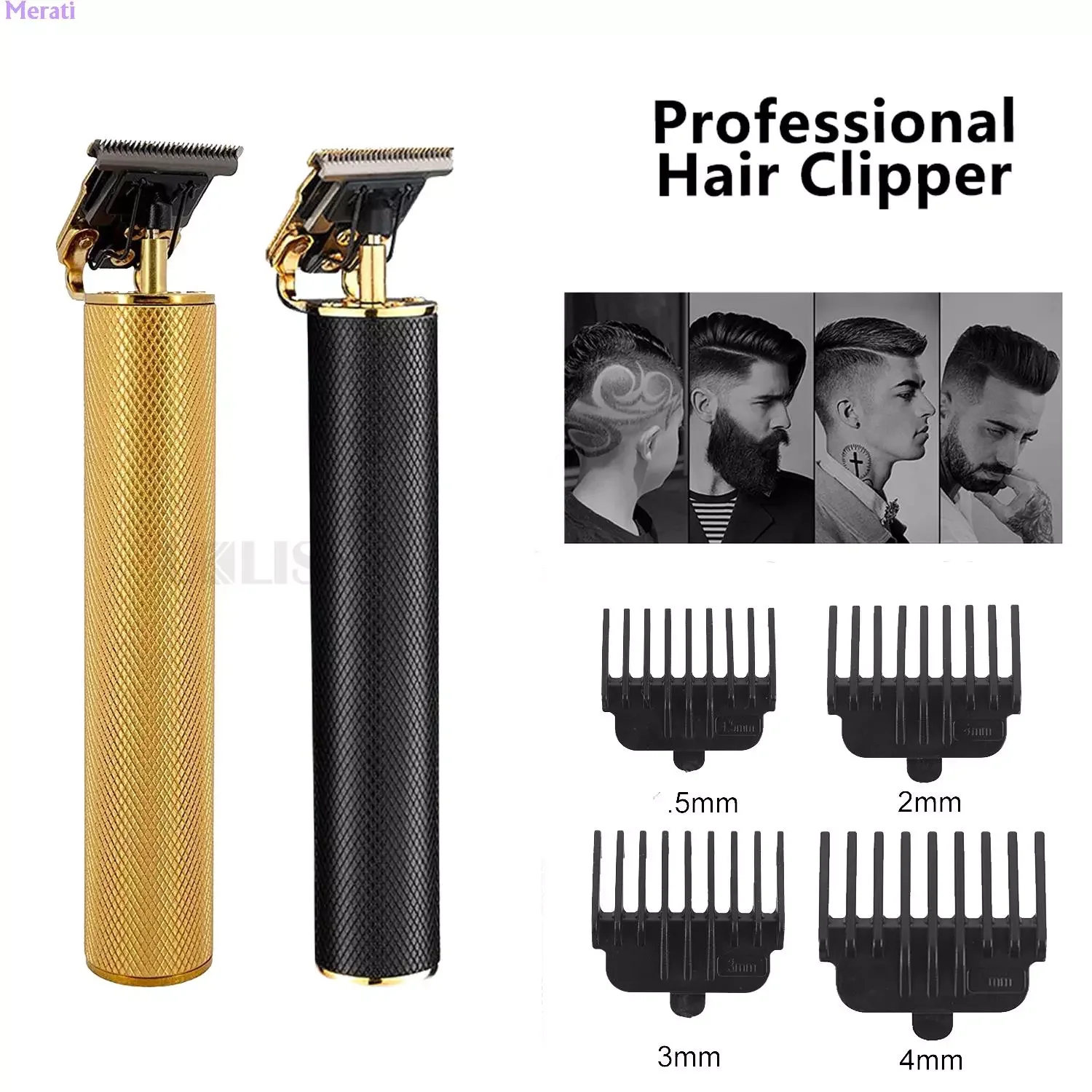 Professional Hair Clipper T-Blade  Hair Trimmer Shaver for Men Barber Zero Gapped  Shaving Machine Hair Cutting Set