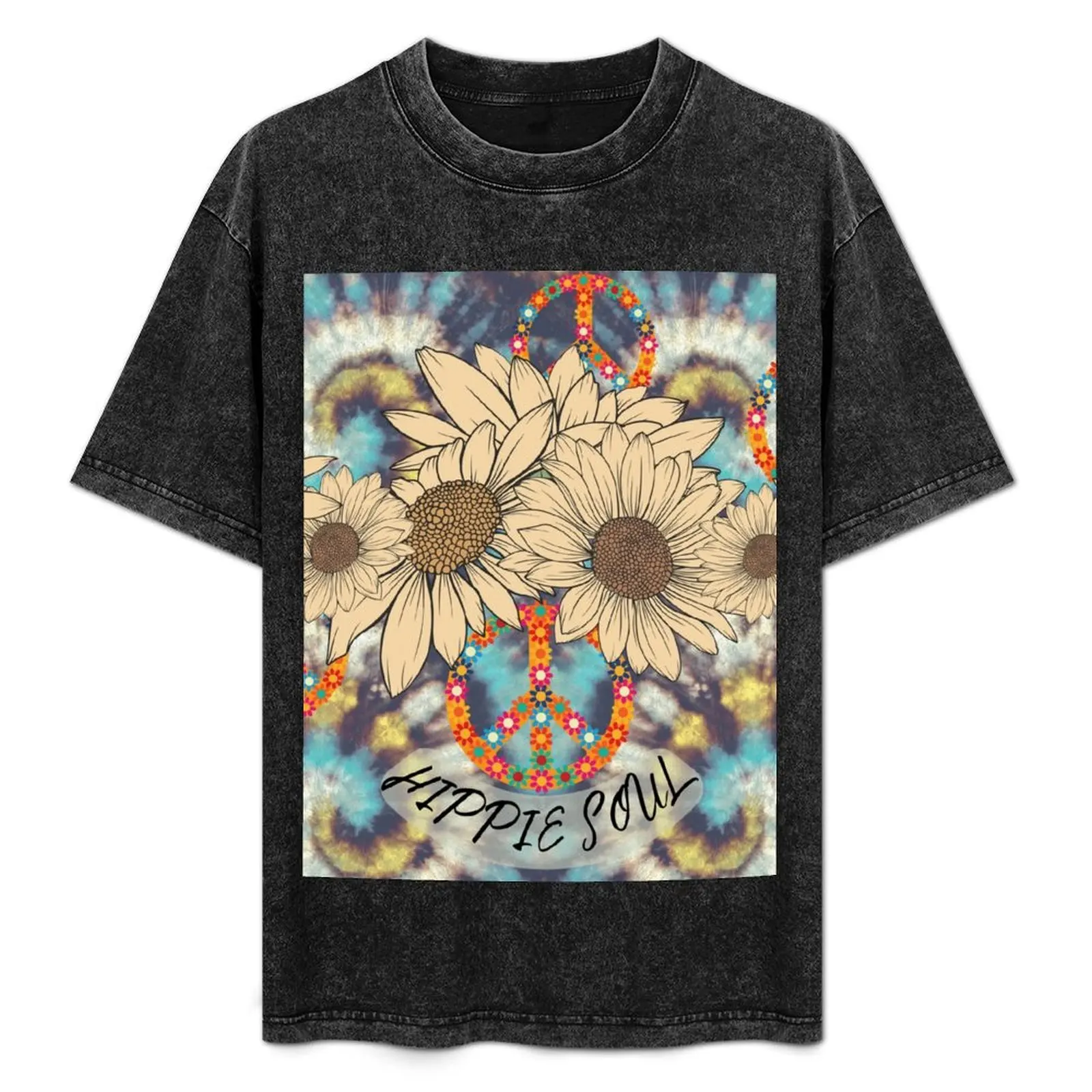 Hippie Soul Sign Peace Tie Dye женская мода 60-х и 70-х годов футболка с подсолнухом однотонные