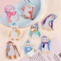 cartoon animal penguin patches for clothing stickers cute badges sewing appliques thermoadhesive patch on jackets embroidery