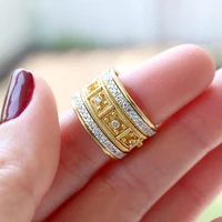 luxury finger rings for men women fine jewelry cubic zircon micro paved rhinestone gold color rings wedding party gift