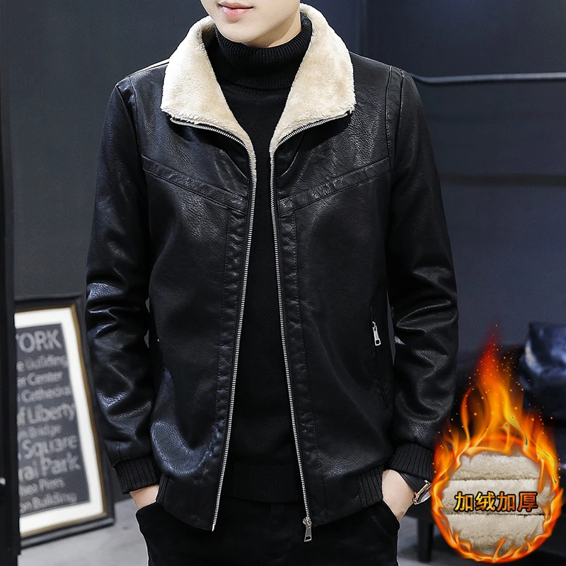 

Мужская мотоциклетная куртка из ПУ кожи, черная винтажная куртка из искусственной кожи, теплая верхняя одежда, 2023