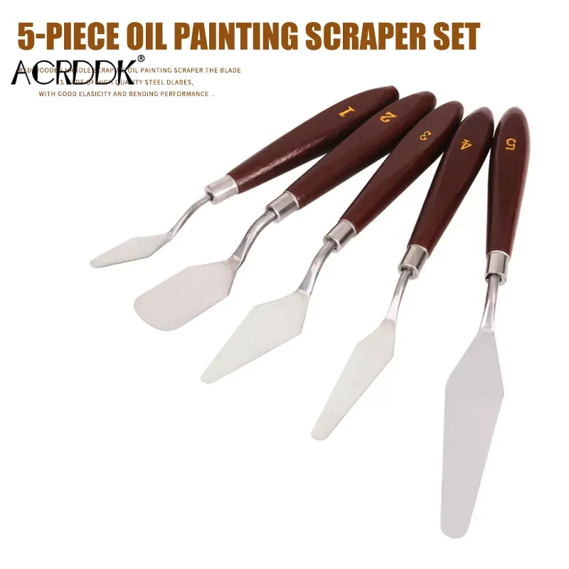 

5Pcs / Set Stainless Steel Spatula Kit Palette Gouache Supplies For Oil Painting Knives Fine Arts Painting Tool Kit FC