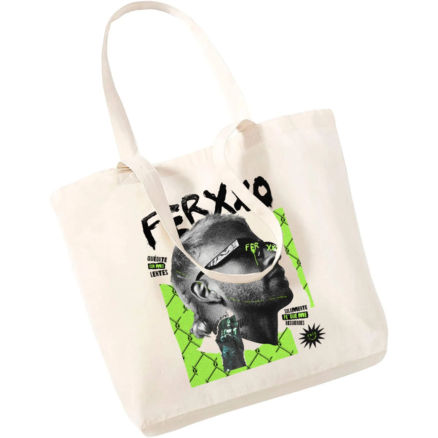 

The Ferxxo Feid 90s Rapper Feid Ferxxo Ladies Handbags Cloth Canvas Tote Bag Black Women Eco Reusable Shoulder Shopper Bags