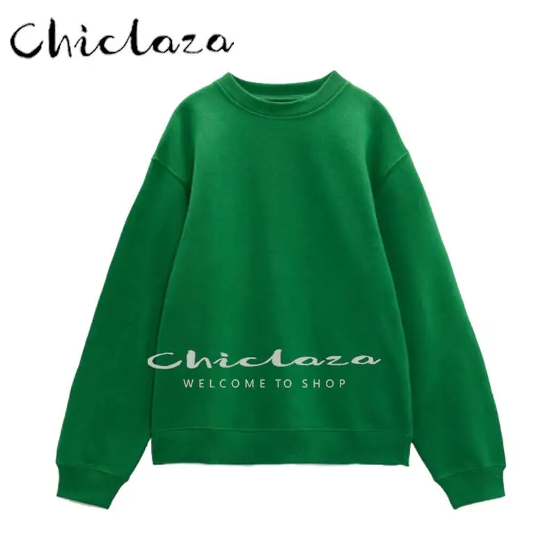 

CHICLAZA 2022 Autumn Winter Women Fashion O Neck Long Sleeve T-Shirt Pullover Female Solid Simple Sweatshirt Tops