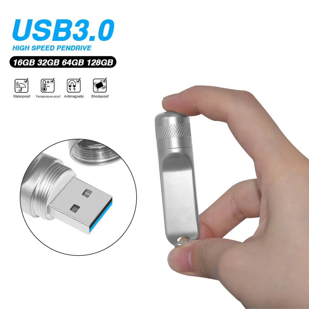 USB 3 0 флеш-накопитель 128 Гб 64 ГБ 32 водонепроницаемый и ударопрочный металлический