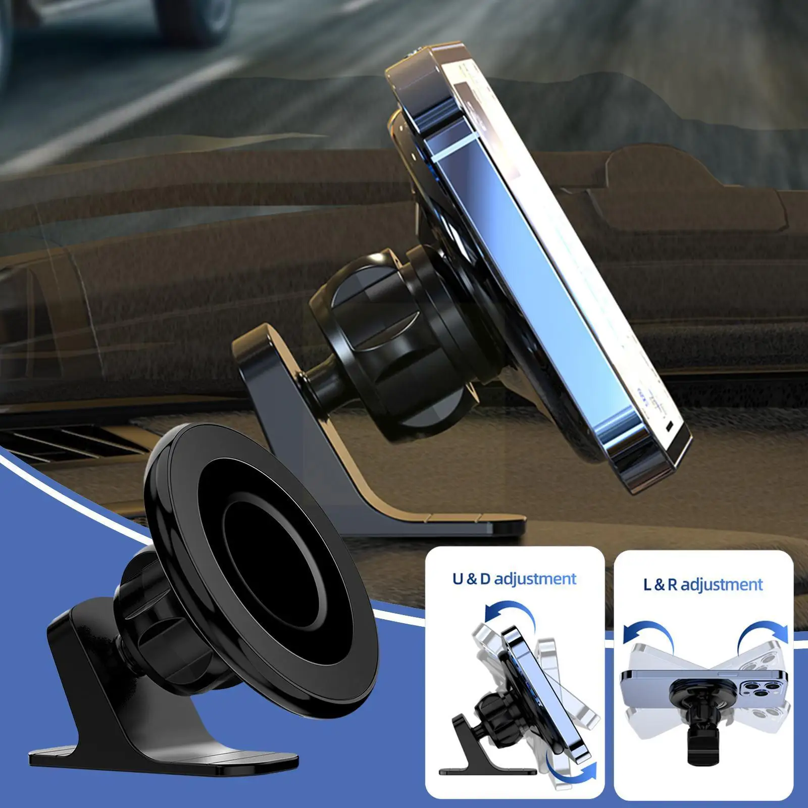

Magnetic Car Phone Holder Magnet Mount Mobile Cell Phone Stand Gps Support 360°rotation For N8u2