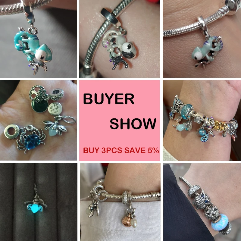 Breloques en argent 925 pour bracelets Pandora, perles caméléon, luciole, papillon, bijoux d'anniversaire, bricolage, original, 925