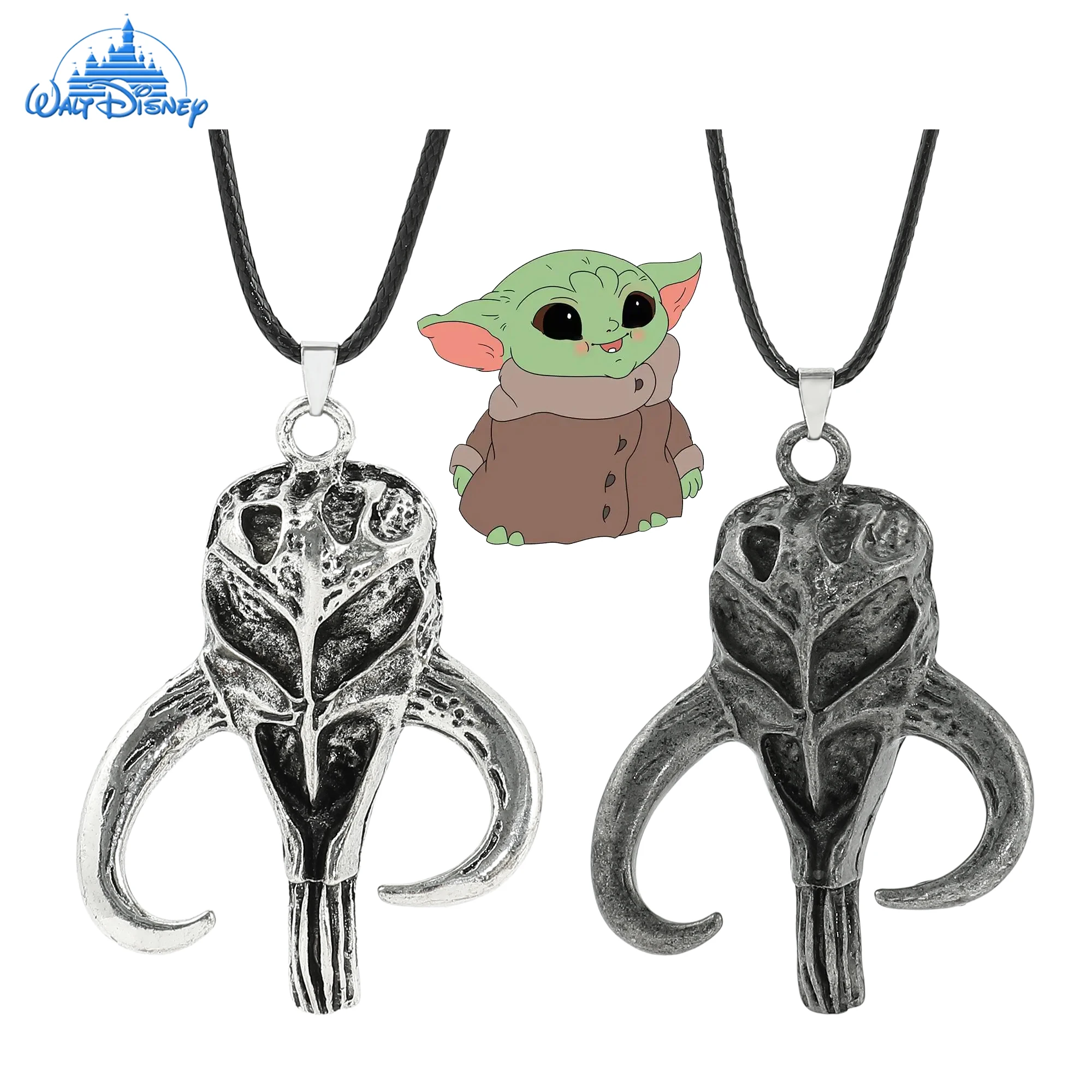 

Disney Movie Star Wars Retro Mandalorian Necklace Yoda Baby Leather Cord Necklace Christmas Jewelry Accessories Gift for Men