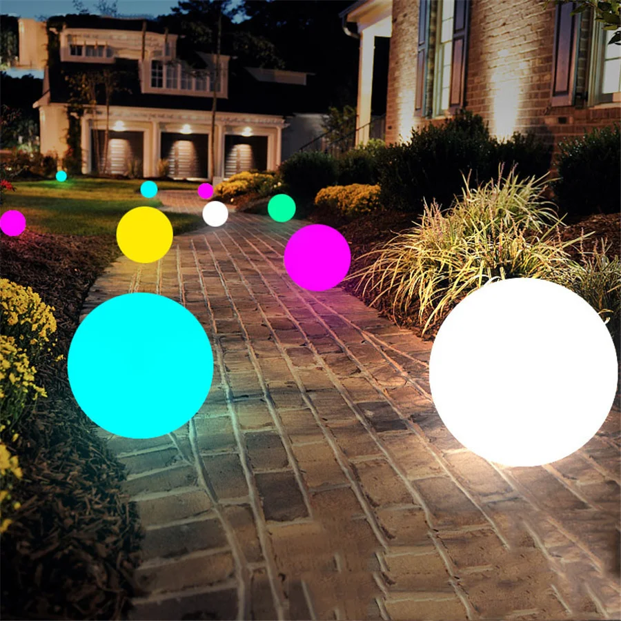 

Уличный садовый светящийся шар 16 цветов, лампа с дистанционным управлением для внутреннего дворика, дорожек, ландшафта, перезаряжаемый шар ...