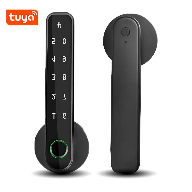 

Дверной смарт-замок Tuya, дистанционное управление через приложение, сканер отпечатка пальца, пароль, электронный биометрический кодовый номер, с одной защелкой и ключом