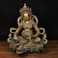 8 chinese folk collection bronze gilt real gold huang caishen yellow god of wealth buddha lotus platform worship buddha