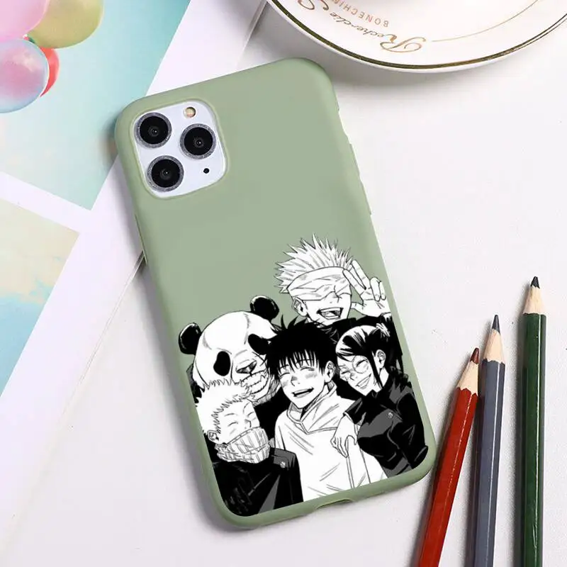 jujutsu kaisen Yūji Phone Case For iphone 13 12 11 Pro Max Mini XS 8 7 6 6S Plus X SE 2020 XR Candy green Silicone cover |