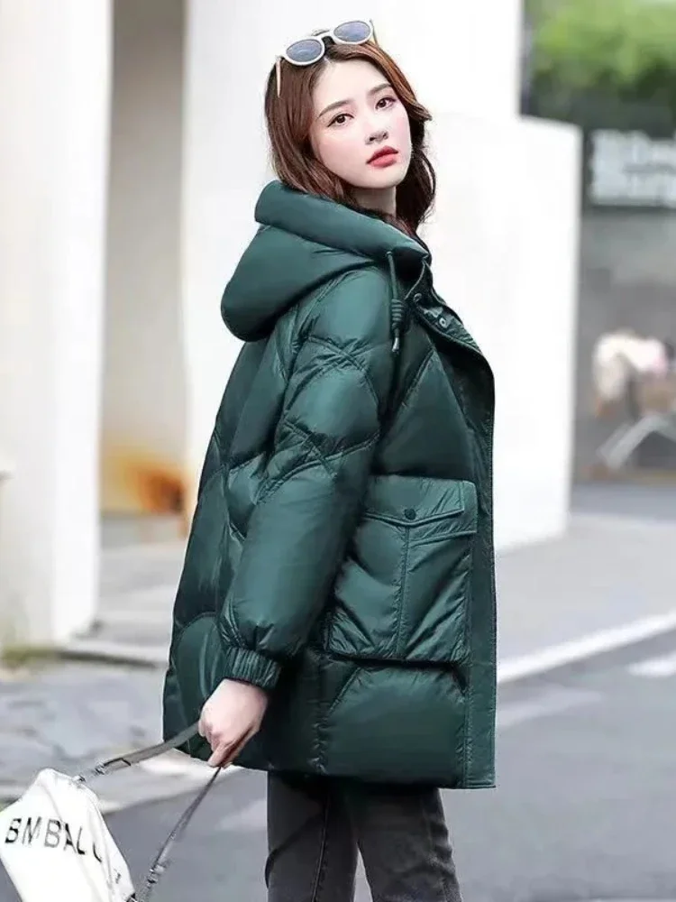 Женское зимнее пальто длинная теплая парка с капюшоном свободная Толстая